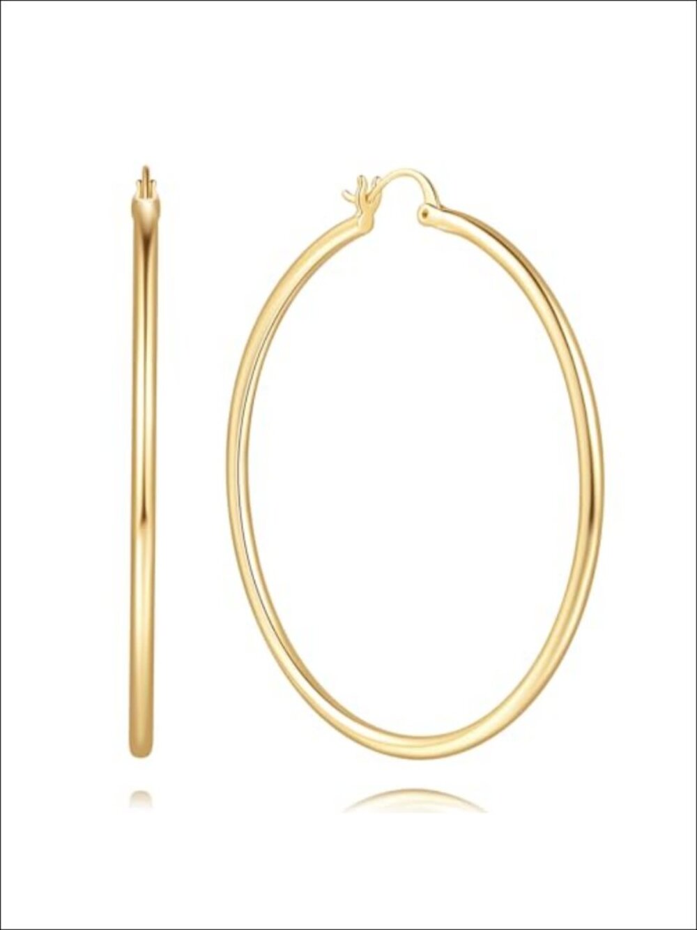 14K Gold Plated Hoop Earrings Minimalist Hinged Hoop Everyday Jewelry